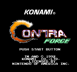 Contra Force title screen for NES